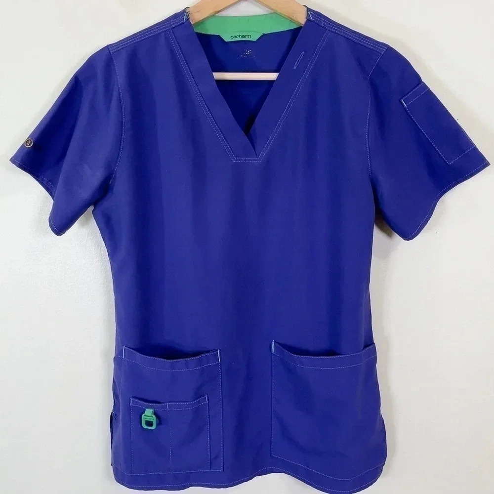 Carhartt Women's Cross-Flex Plus  V-Neck Media Scrub Top - Picture 2 of 12